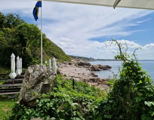 Vy över Ransviks badlats i juni